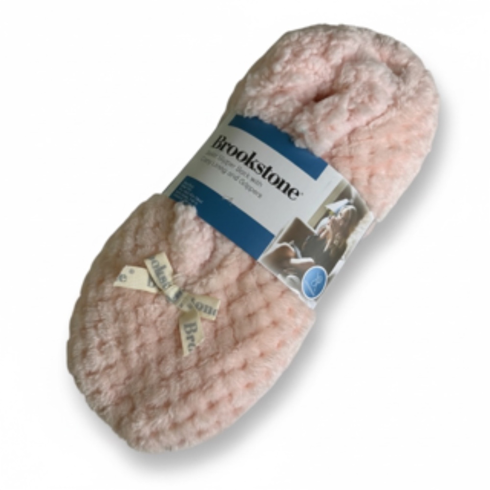 NWOT Brookstone Pink Ballet Slipper Sock with Cozy Lining an dGrippers Size 7-8